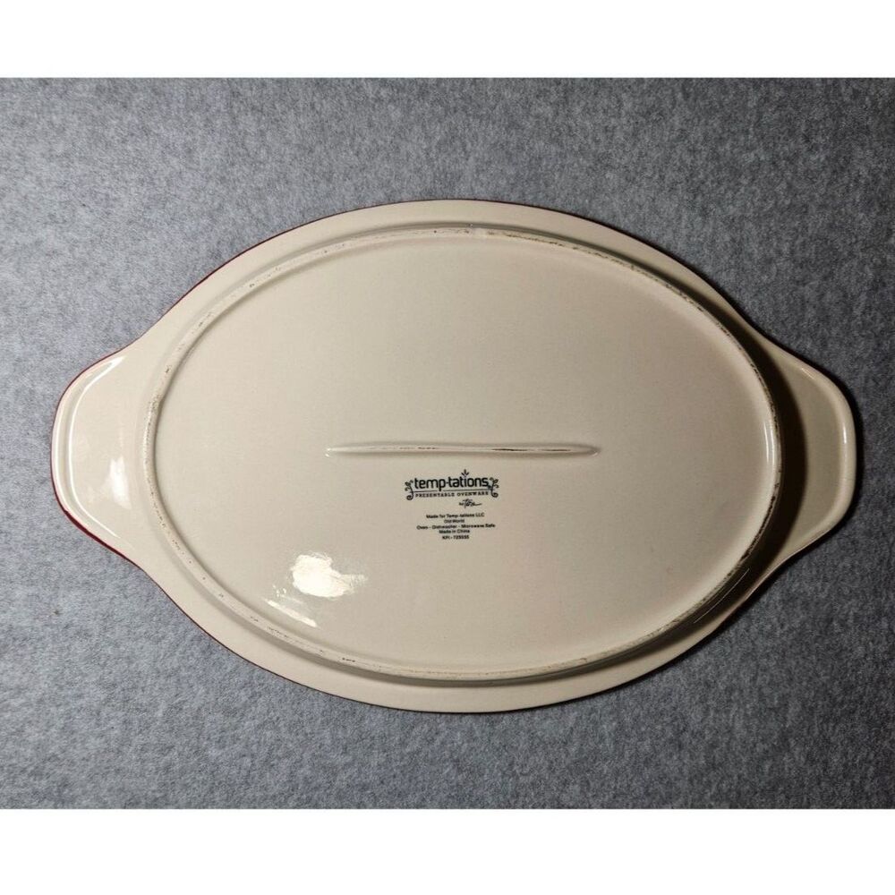 Temp-tations by Tara Old World Cranberry Red Oval Serving Platter 13" - Picture 3 of 6